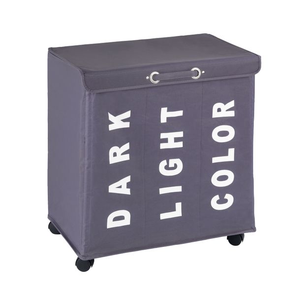 Wenko - Trivo - 3 Compartment Laundry Bin - Grey 116L