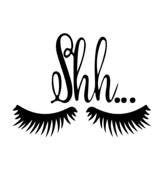 Eyelash and Letter Graphic Black Wall Art
