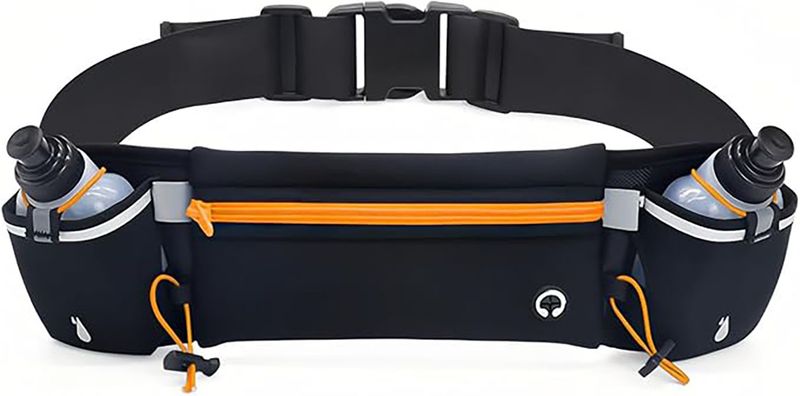 Running Belt with Water Bottles, Adjustable Hydration Waist Pack Bag