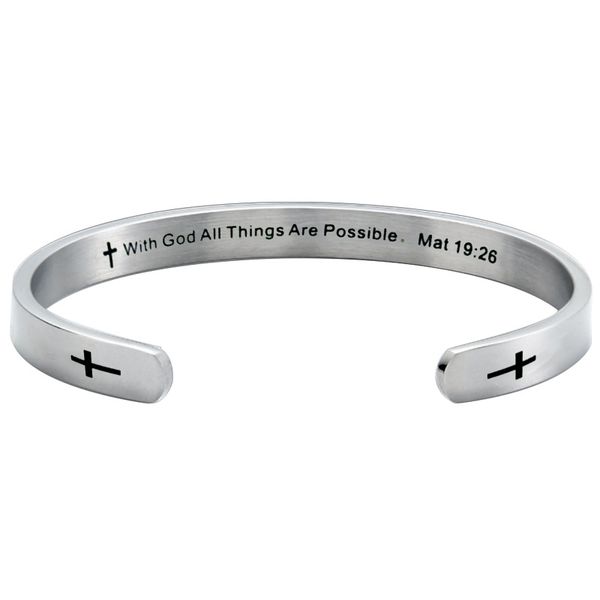 Religious Cuff Bracelet Silver