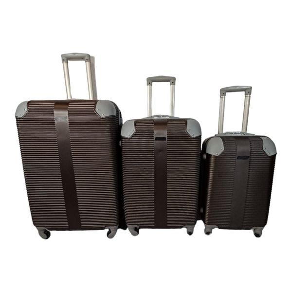 Smte - 3 Piece Hard Outer Shell Luggage Set-Brown