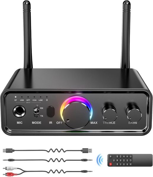 Stereo Audio Receiver, 2-in-1 Wireless Audio Adapter with Remote