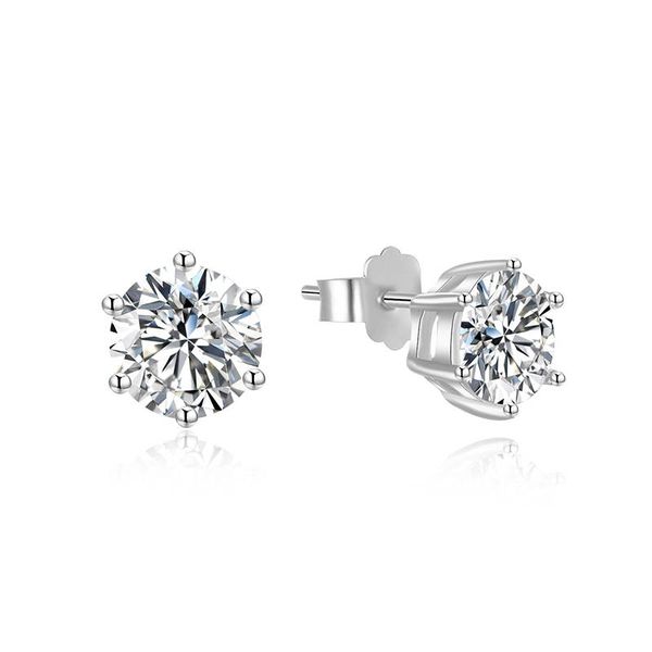 Solitaire Cubic Zirconia Stud Earrings in Sterling Silver by Zana Jewels