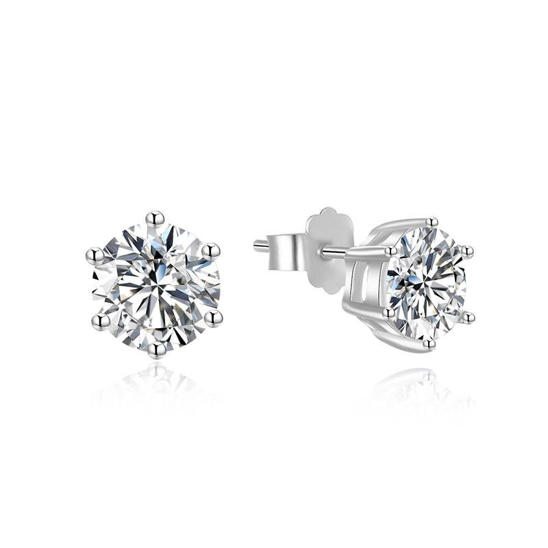 Solitaire Cubic Zirconia Stud Earrings in Sterling Silver by Zana