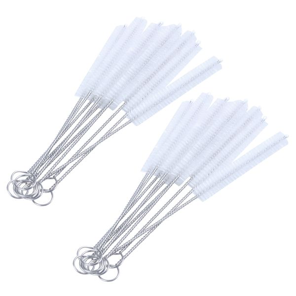 20 Pcs 10Mm Dia Chemistry Test Tube Bottle Nylon Washing Brush Tool White