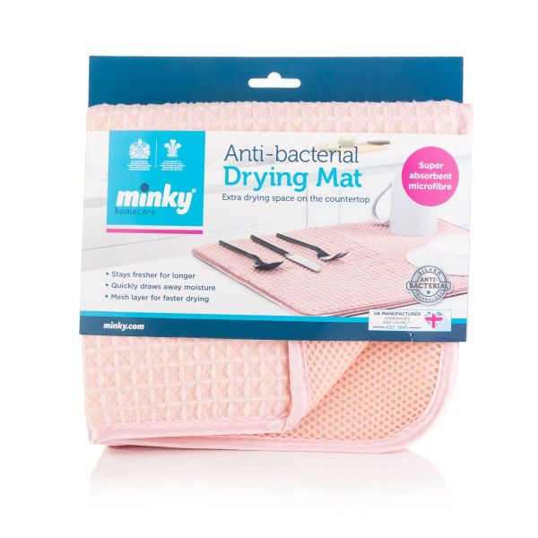 Minky Anti-Bacterial Drying Mat - Pastel Pink