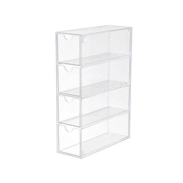 4 Layers Acrylic Transparent Glasses Storage Box Cosmetics Makeup Organizer