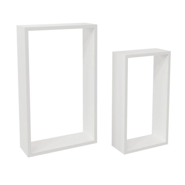 2 White Spaceo Rectangle Shelves
