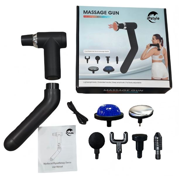 IPSTYLE Massage Gun and 6 Attachments: Rechargeable Deep Tissue Massage