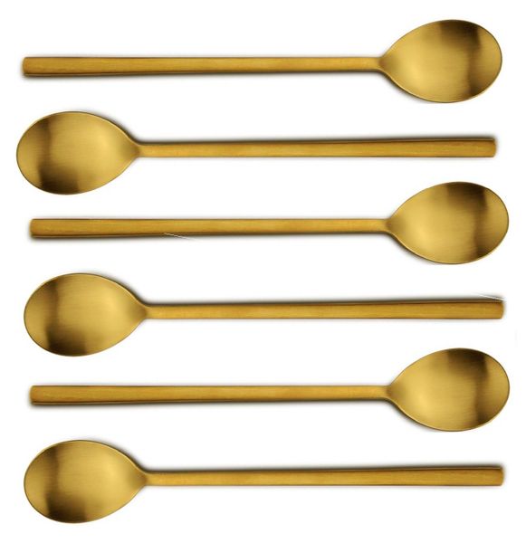 Soda Spoon 6pc Square Handle Colours Stainless Steel