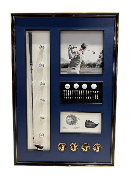 Decorative Hanging Golf Display Case Real Wood Frame with Plexiglass Indoor