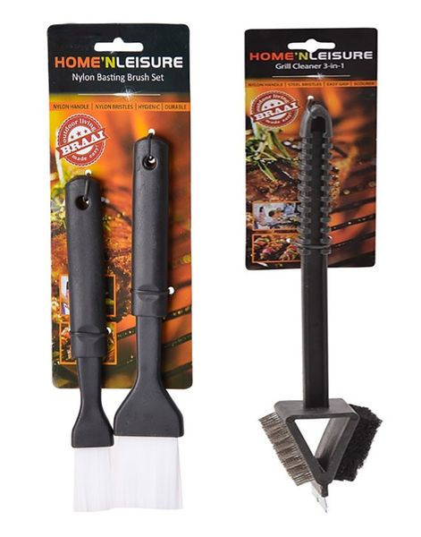 BBQ Basting Brushes 2 Piece + BBQ Grill Cleaner 37cm 3 In 1