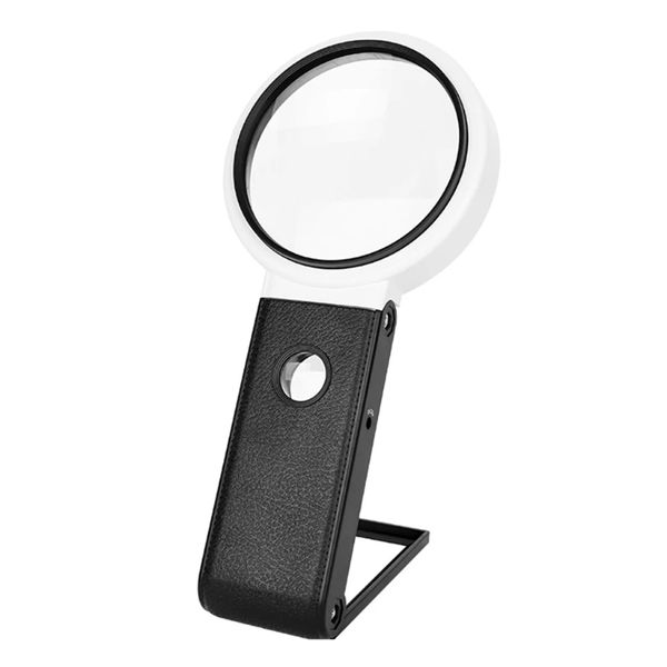 Foldable 110mm Handheld Magnifier with 6 LED Lights &amp; 2 UV Lights