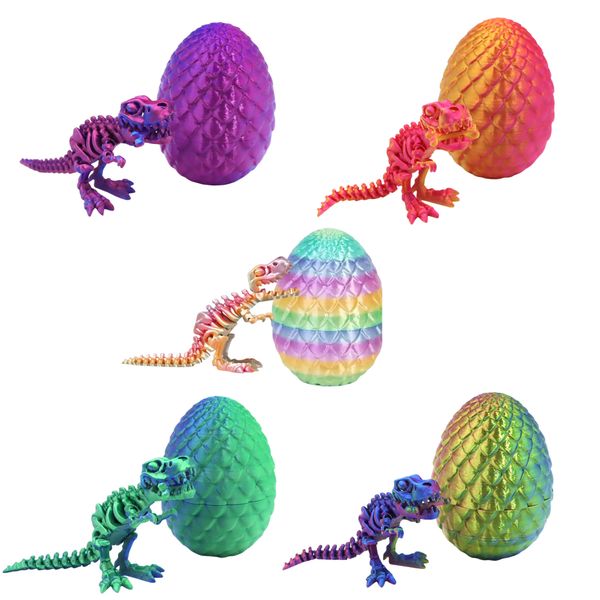 ULNSUE 5 Piece 3D Printed Dinosaur With Egg Fidget Toys