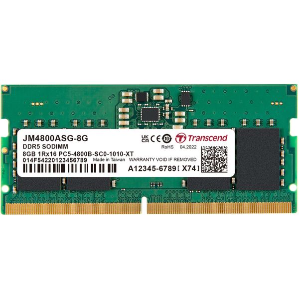 Transcend Jet Memory 8gb Ddr5-4800 So-Dimm 2rx8 Cl40