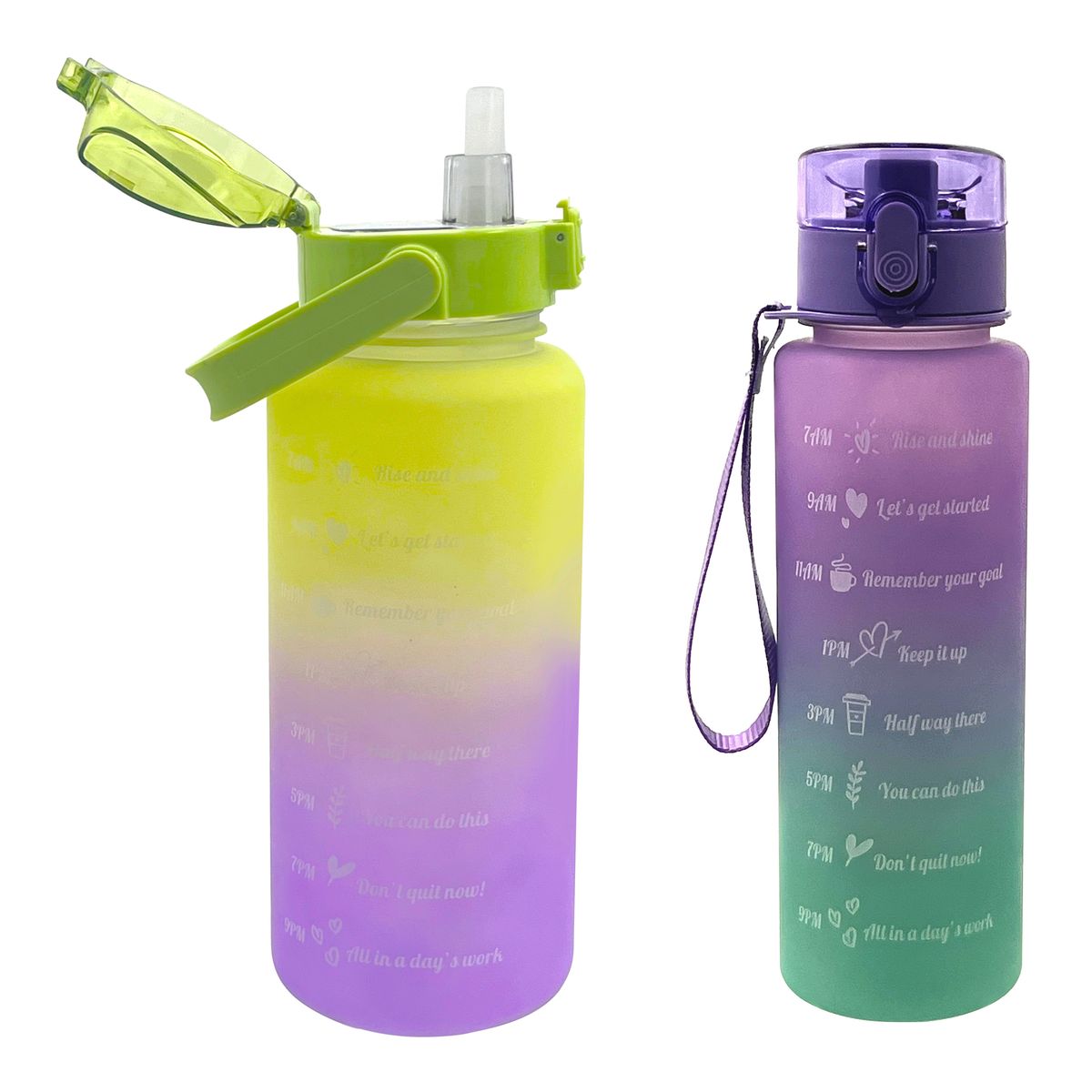 Set Of 2 - Motivational Water Bottles - 2l & 900ml 