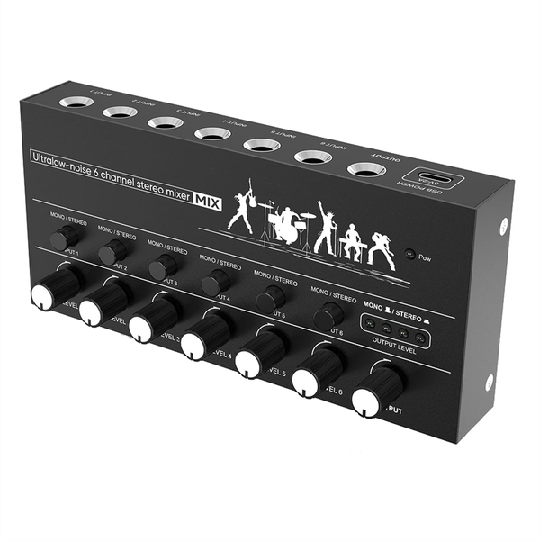 Stereo Audio Mixer 6 Channel Microphone Mixer Instrument Expander