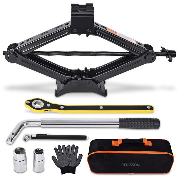 Scissor Car Jack 3 Ton Tire Changing Kit with Lug Wrench - Emergency Kit