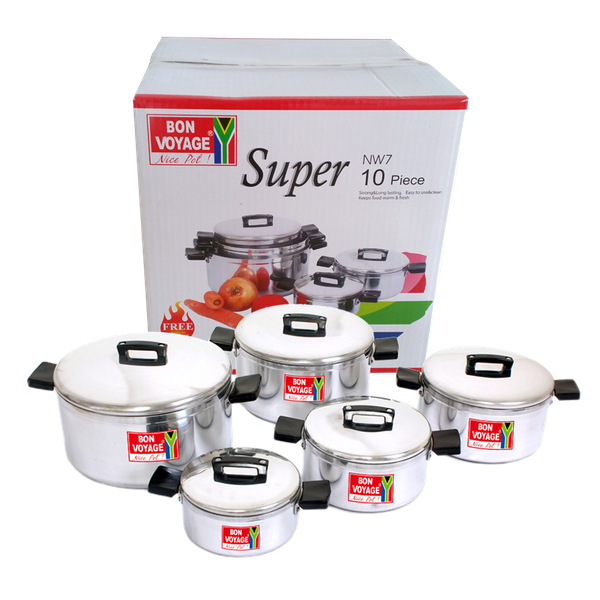 Bon Voyage - 10 Piece Pots Set Cookware Aluminium Stew Pan