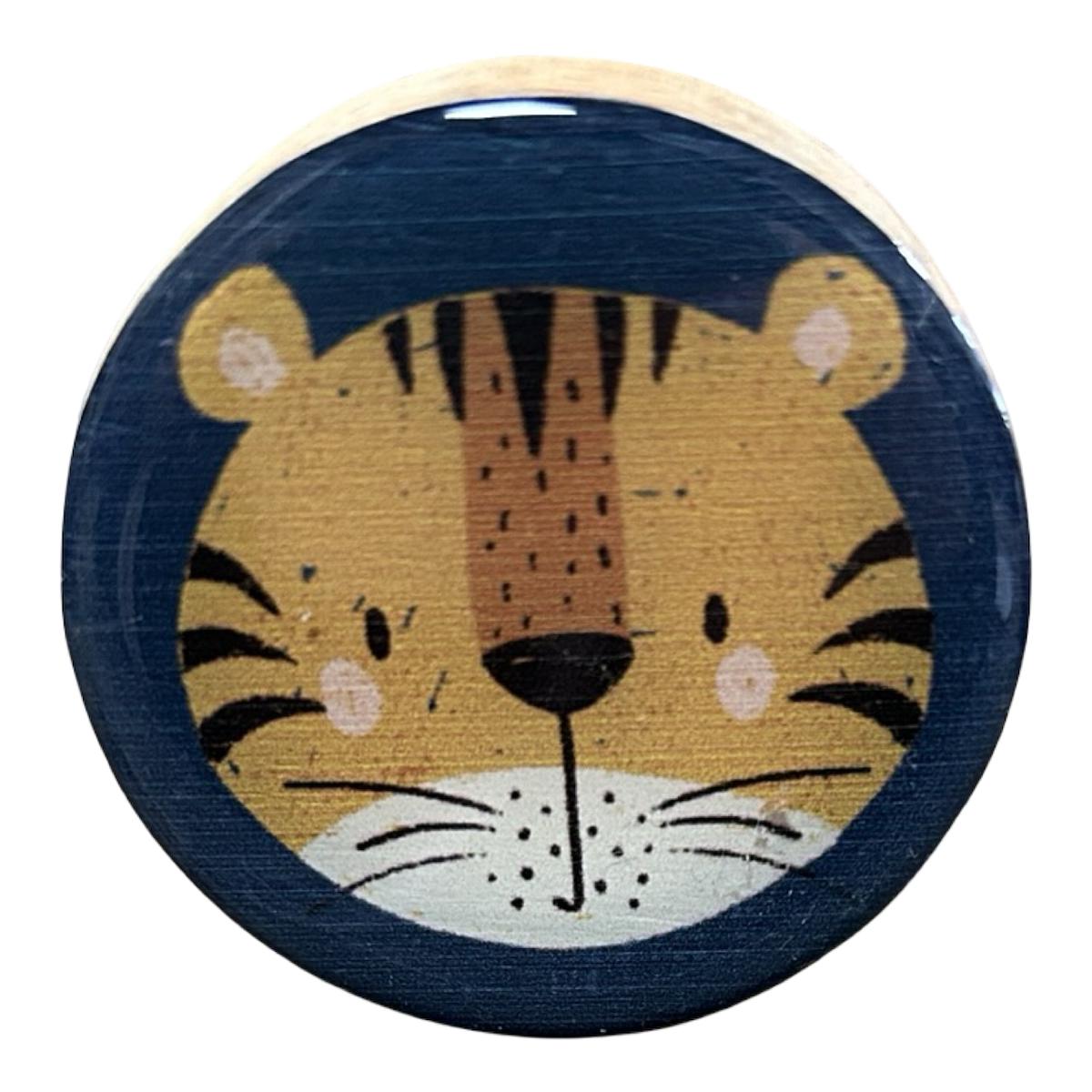Yellow Tiger on Navy Door Knobs