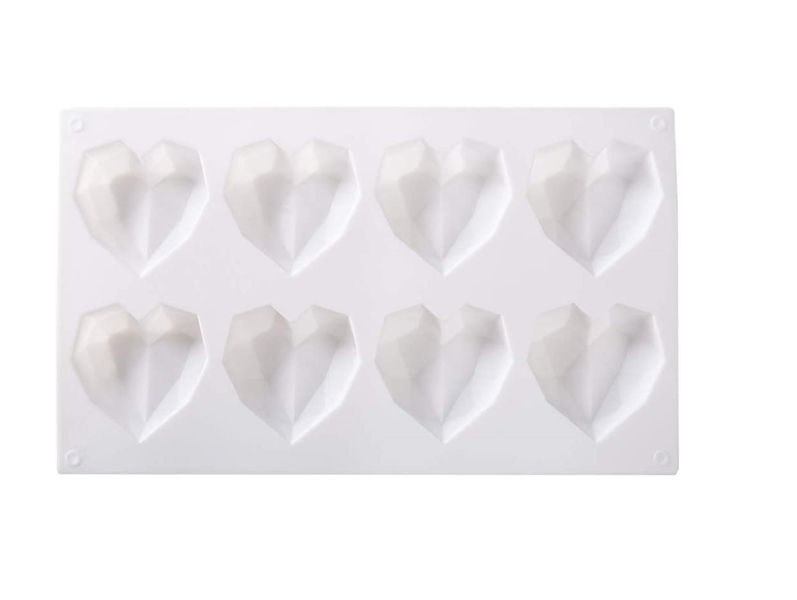 Geometric Heart Shaped Silicone Mould - 8 Chocolate Smash Moulds
