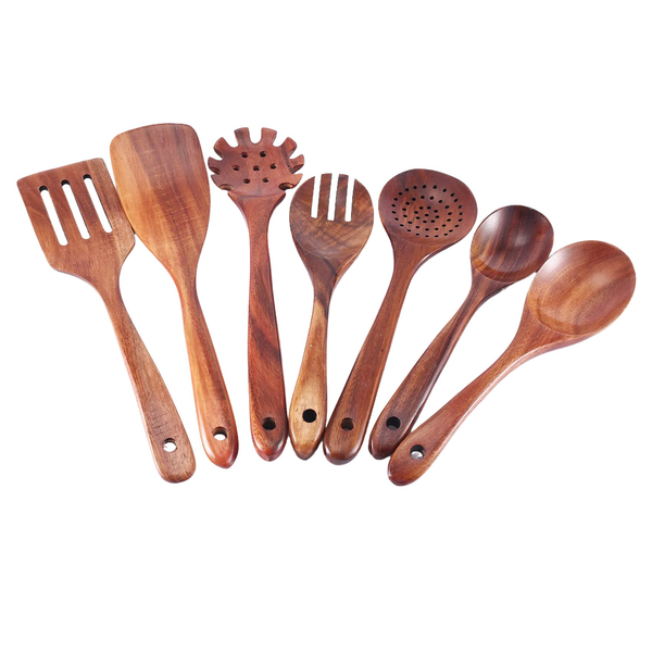 Wooden Kitchen Cooking Utensils 7 Pcs Wooden Spoons And Spatula