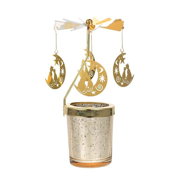Spinning Candle Holder with Cup Rotating Candlestick Set Table Decoration