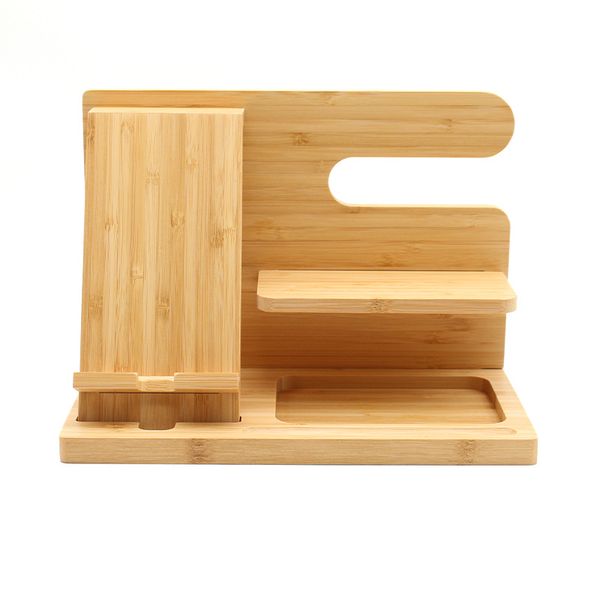 Wooden Docking Station and Accessory Organizer – Light Brown