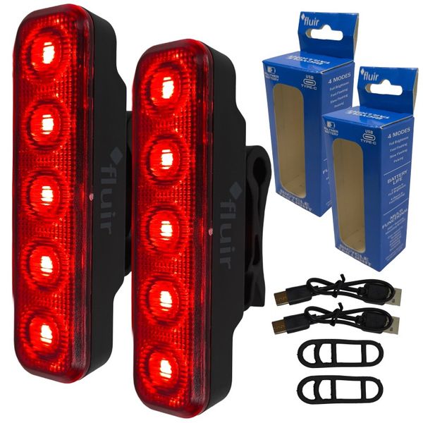 Fluir Bicycle Taillight - USB-C Rechargeable - Twin Pack