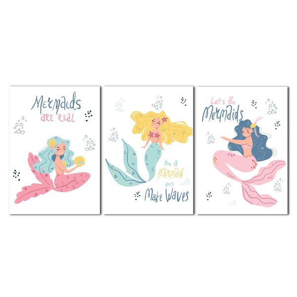 Canvas Nursery Wall Art: Lets-Be-Mermaids (2)