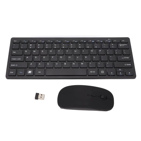 2.4G wireless keyboard mouse combo 78 keys ultra thin black