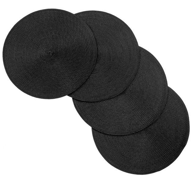 4 Pack Round Woven Placemats, 15" - bc 02