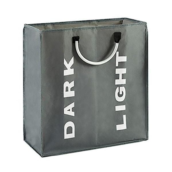 2 Tier Laundry Basket Divided Compartments For Blankets Toys-Grey
