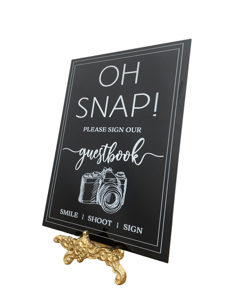 Black Perspex Wedding Signage "Oh Snap!
