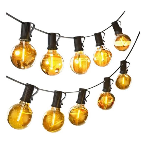 10 Bulb IP44 Rated Solar-Powered LED String Lights - 7.5m - Black