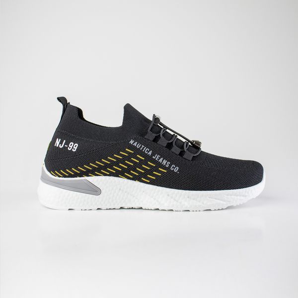 Nautica Mens's Rcaer Fly-Knit Sneakers-Black/Tiger