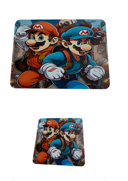 Mario Brothers BM Red Blue - Mouse Pad And Coaster Set