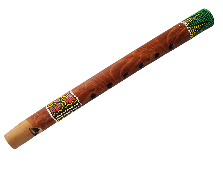 Bamboo Windwind Flute 6 Tone Holes - Green ZigZag Dots
