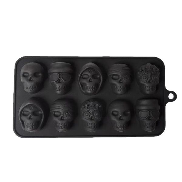 Halloween Skull Silicone Mold 10-Cavity Baking Tray for Chocolate Candy Ice