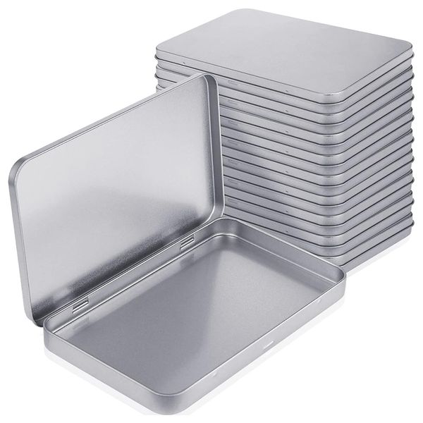 Rectangular Metal Tin Box with Lid Metal Hinged Lid Tin Metal Empty Tin Box