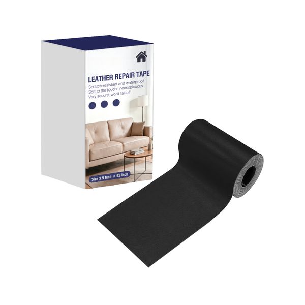 Black Leather Repair Patch 160cm x 10cm Self-Adhesive for Sofa