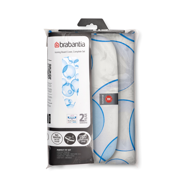 Brabantia Ironing Board Cover B 124x38cm PerfectFlow Complete Set -Bubbles