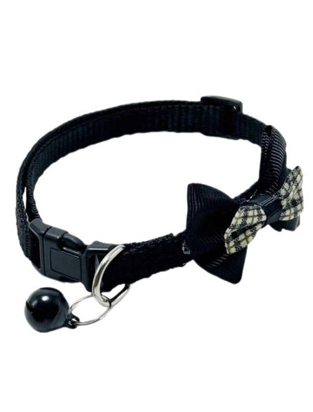 Bow Decor Pet Collar - Cat/Dog - Black