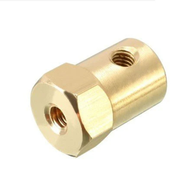 CMU 3mm ID Hex Shaft Coupling 18mm Brass Motor-to-Wheel Connector