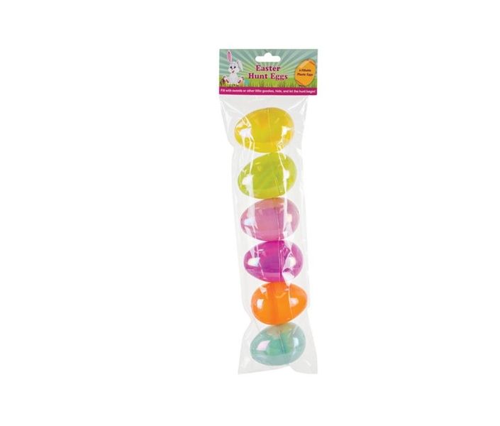 Large Plastic Fillable Easter Hunt Eggs - 6 Piece - Pack of 2