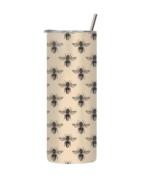 Bee-2 20 Oz Tumbler with Lid Straw Trendy Bees Pattern Graphic Present 209