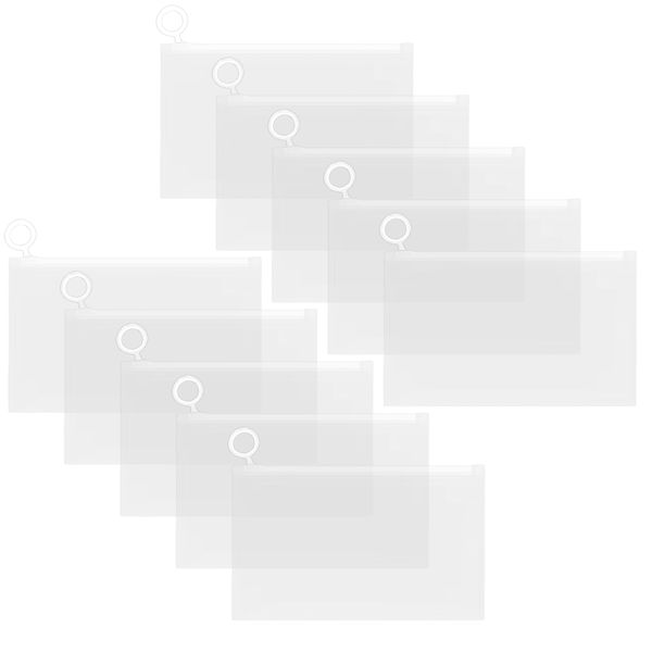 10 Pack Pull Tab Clear Waterproof Storage Bags - 14 x 23 cm