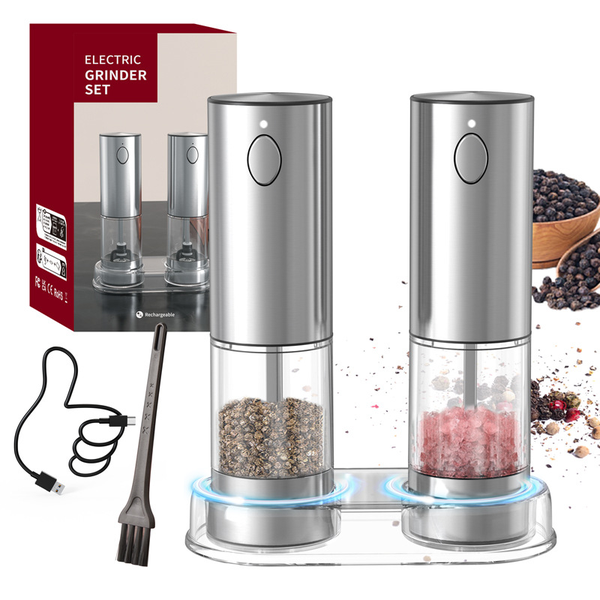 BezosMax Electric Pepper Grinder Set Rechargeable and Adjustable Coarseness