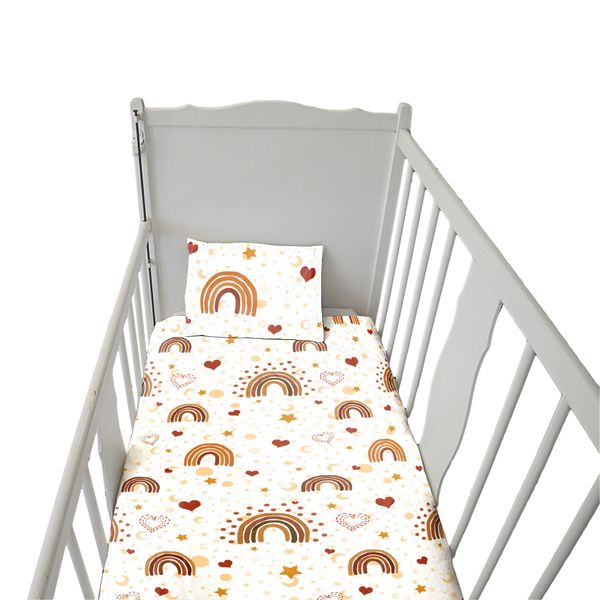 Rainbow Hearts Cot Duvet Set