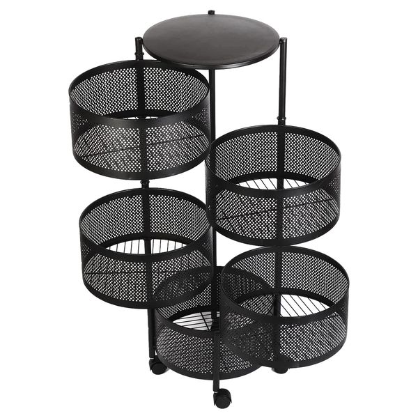 5 Layer Rotatable Kitchen Utility Trolley Cart Shelf Storage Rack Organizer